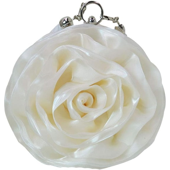 Buddy Women Rose Shaped Clutch Soft Satin Wristlet Handbag Wedding Party Purse