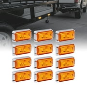 12pc 2.5" Amber LED Trailer Marker Light Chrome Bezel DOT FMVSS 108 SAE P2PC