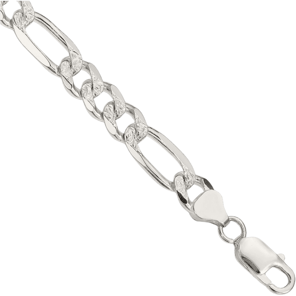 925 Sterling Silver 8mm Figaro Link Chain Bracelet