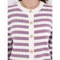 thumbnail image 4 of DARING DIVA Women's Striped Knit Long Sleeve Button Down Cardigan 2XL Purple, 4 of 6
