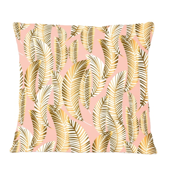 Designart Golden Palm Leaves I' Mid-Century Modern Throw Pillow - 12x20
