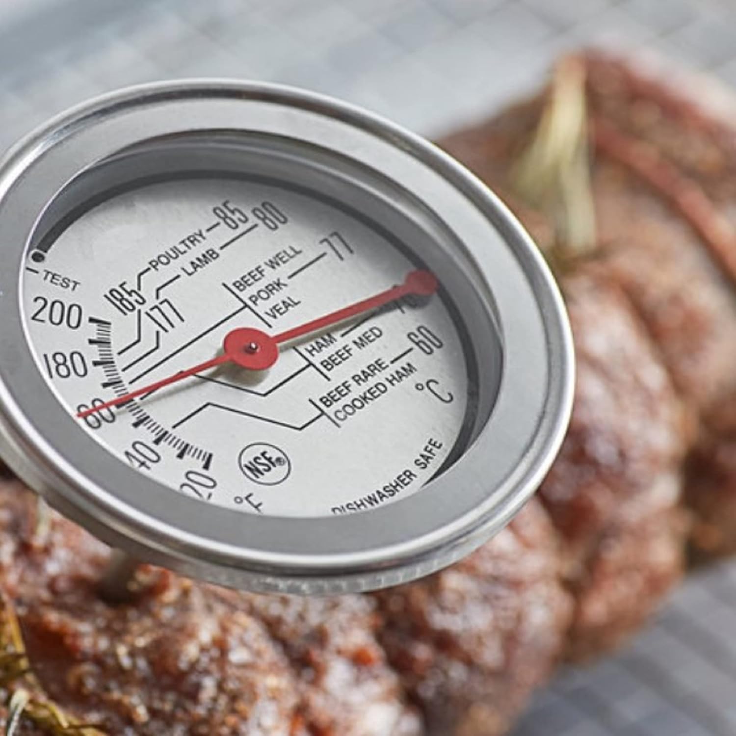 TrueCraftware- Stainless Steel Zone Dial Meat Thermometer 4-1/2" Stem, 2 3/4" Dial, -120 to 200 Degrees Fahrenheit- Cooking and Grilling Oven Pocket Size for Meat Food Cooking and Grilling Oven