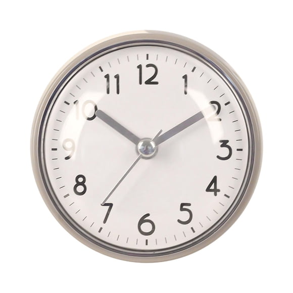 DimyFew Wall Clock Bathroom Shower Clock Waterproof Silent Small Clock Suction Cup Round Clock Hanging Countertop Water Resistant Suitable for Kitchen Living Room Restroom Pool White and Gray