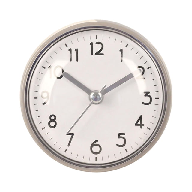 DimyFew Wall Clock Bathroom Shower Clock Waterproof Silent Small Clock Suction Cup Round Clock Hanging Countertop Water Resistant Suitable for Kitchen Living Room Restroom Pool White and Gray