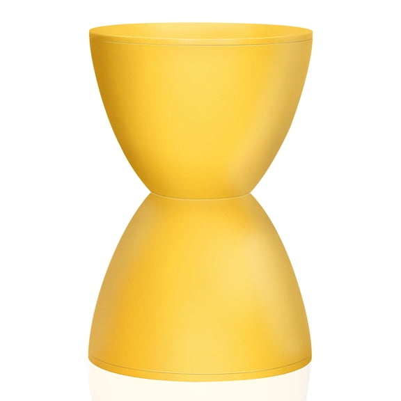 Hourglass Shape Plastic Side Table, Multifunctional Accent Stool, 17in Height Round End Table, Modern Decorative Nightstand for Living Room Bedroom Entryway, Yellow