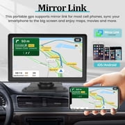 Podofo 7 Inch Protable Apple Carplay Car Screen, Wireless Android Auto Dash Mount, Car GPS Navigation System with Mirror Link/Bluetooth/FM Transmitter/USB + 12LED Backup Camera