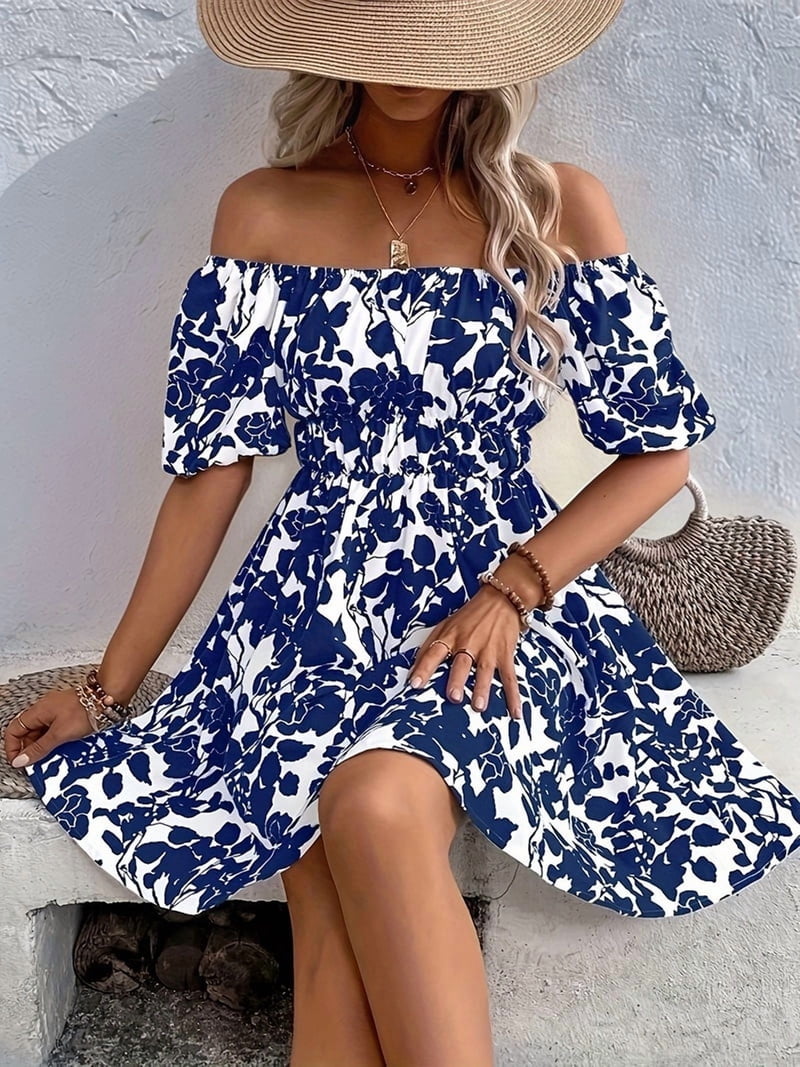 off the shoulder wrap mini dress Gerbera Daisies 01-01 Off Shoulder Wrap Mini Dress