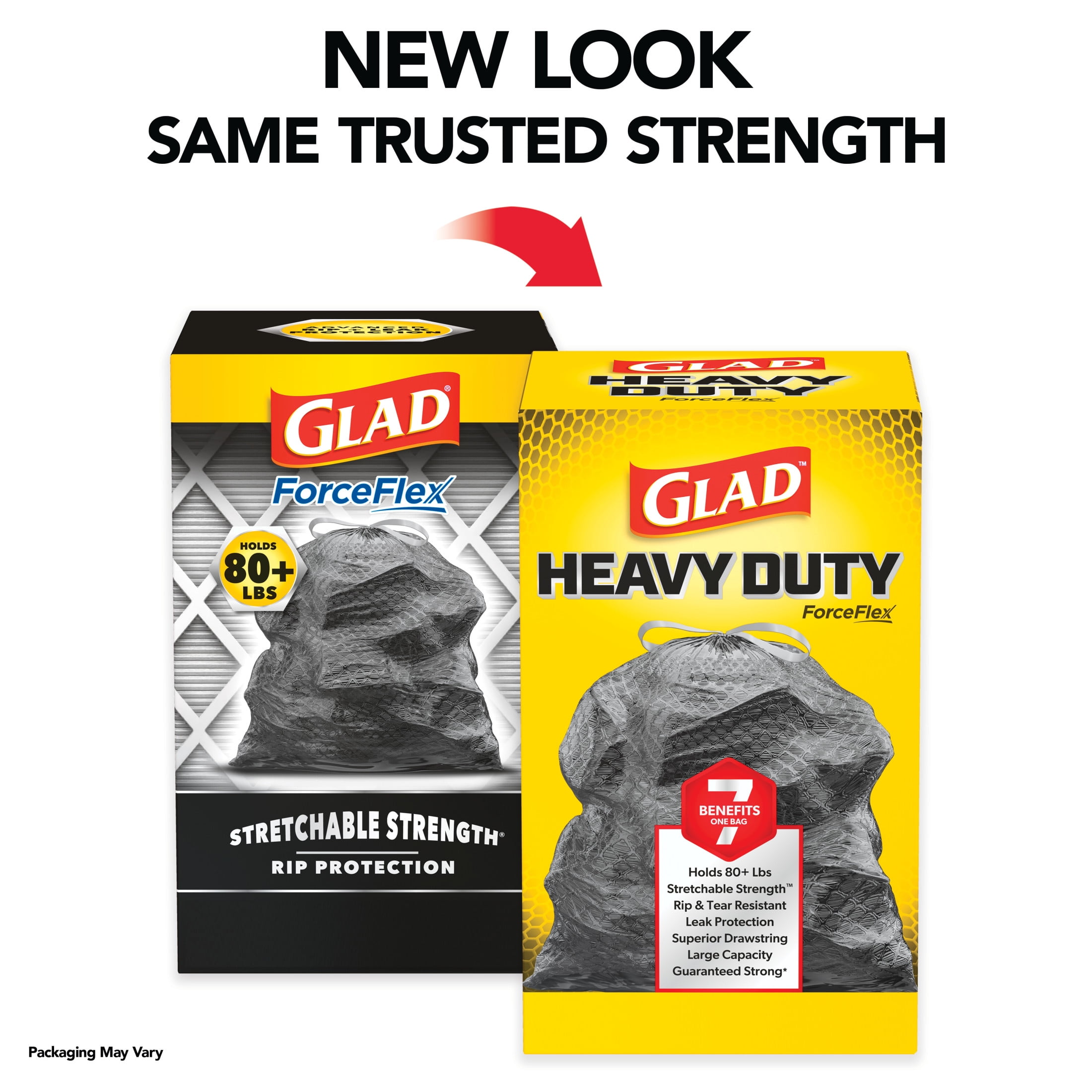 (4 pack) Glad ForceFlex Heavy Duty Large Drawstring Trash Bags, Hold 80+ Pounds, 30 Gallon, 40 Count