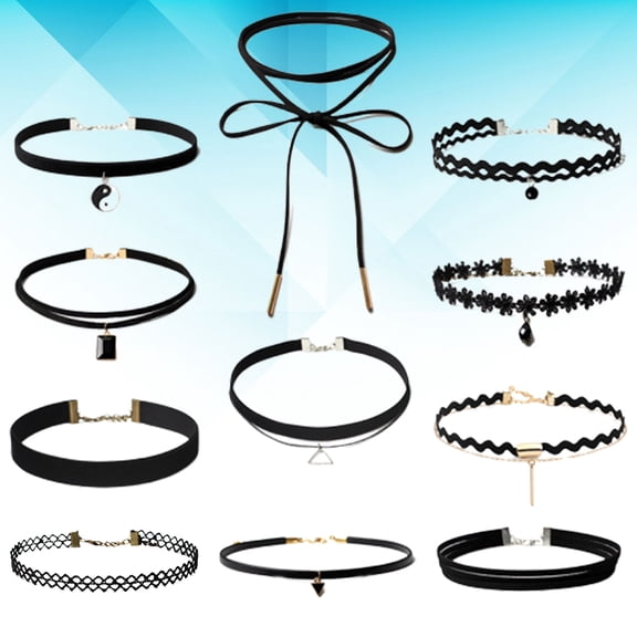 Luxshiny Black Velvet Choker Necklace Set, Lightweight and Portable, 11 Pieces for Stylish Dress Accessories