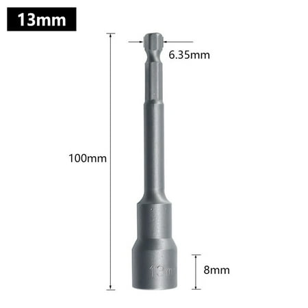 

100mm Long 6mm-19mm Hexagon Nut Driver Drill Bit Socket Wrench Extension Sleeve