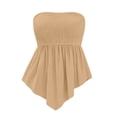 thumbnail image 7 of Mifsaly Strapless Tops for Women Smocked Bandeau Tube Top Flare Flowy Peplum Hem Sleeveless Summer Beach Cami Shirts Khaki,XL, 7 of 7