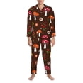 thumbnail image 3 of Naloa Woodland Mushroom Men’s Pajamas Set - Long Sleeve Button Down Sleep Shirt and Pajama Bottoms Sleepwear Set-Small, 3 of 7