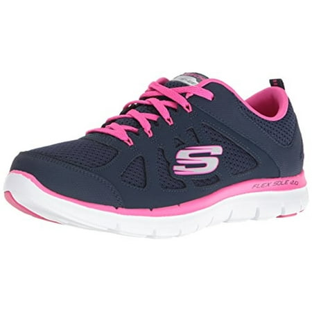 - 12761 Navy Hot Pink Skechers Shoe Women Memory Foam Sport Train Comfort Flex New 12761NVHP