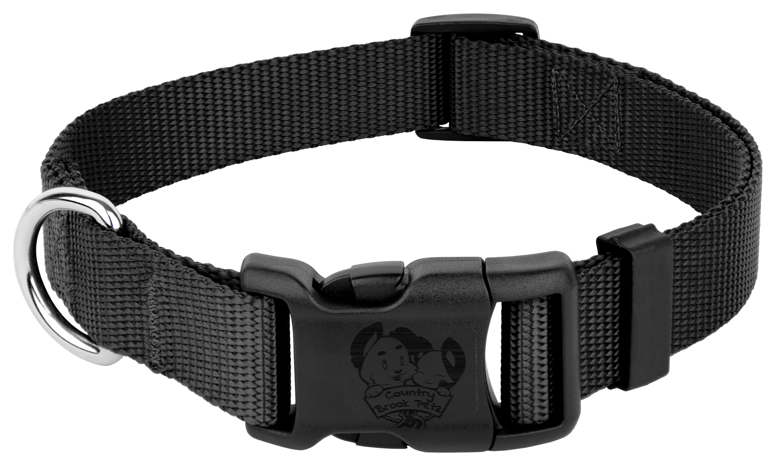 Country Brook Petz® American Made Deluxe Black Nylon Dog Collar, Extra