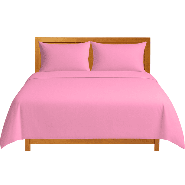 Sábanas Matrimoniales Lisas We2 Dream 100% Algodón Color Rosa Magnolia 4 Piezas