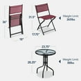 thumbnail image 3 of Best Choice Products 3-Piece Patio Bistro Dining Furniture Set w/ Glass Tabletop, Folding Chairs - Burgundy, 3 of 10