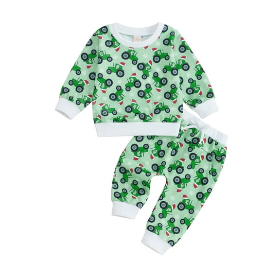 Toddler Baby Boys Girl Christmas Outfits Santa Embroidery Sweatshirt Tops Pants Set 2Pcs Fall Winter Sweatsuit Clothes