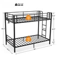 thumbnail image 2 of Zimtown Metal Twin-over-Twin Bunk Bed with Charging Station, LED Light, Black, 2 of 9