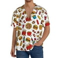 thumbnail image 3 of Wukai Hot Dog Pizza Men's Casual Short-Sleeve Button Down Shirt - Lightweight Summer Dress Shirt for Daily Wear-Large, 3 of 7