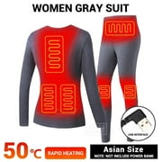 Colisha Women Intelligent Heating Clothing Intelligent Constant Temperature Suit Winter Heated Underwear USB Hot Clothes Thermal Underwear (10000mAH Power Supply Optional) For Gifts