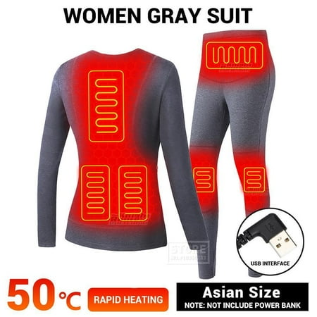 

Sivheart Women Intelligent Heating Clothing Intelligent Constant Temperature Suit Winter Heated Underwear USB Hot Clothes Thermal Underwear (10000mAH Power Supply Optional) For Gifts