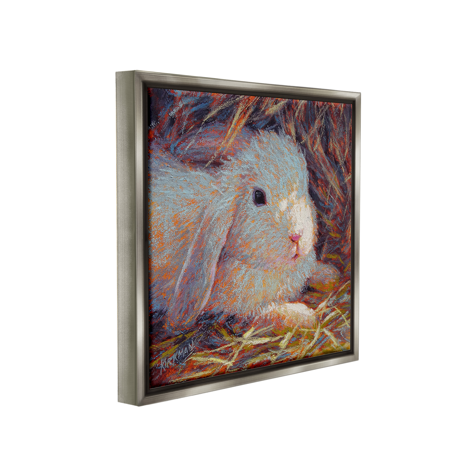 Stupell Industries Impressionist Rabbit Painting Animals & Insects Painting Gray Floater Framed Canvas Art Print Wall Art, 18 x 18