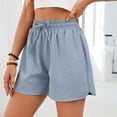 thumbnail image 6 of Aueoeo Women's Comfortable Solid Color Drawstring Waist Casual Shorts with Pockets – Ideal for Summer Wear,Blue,M, 6 of 8