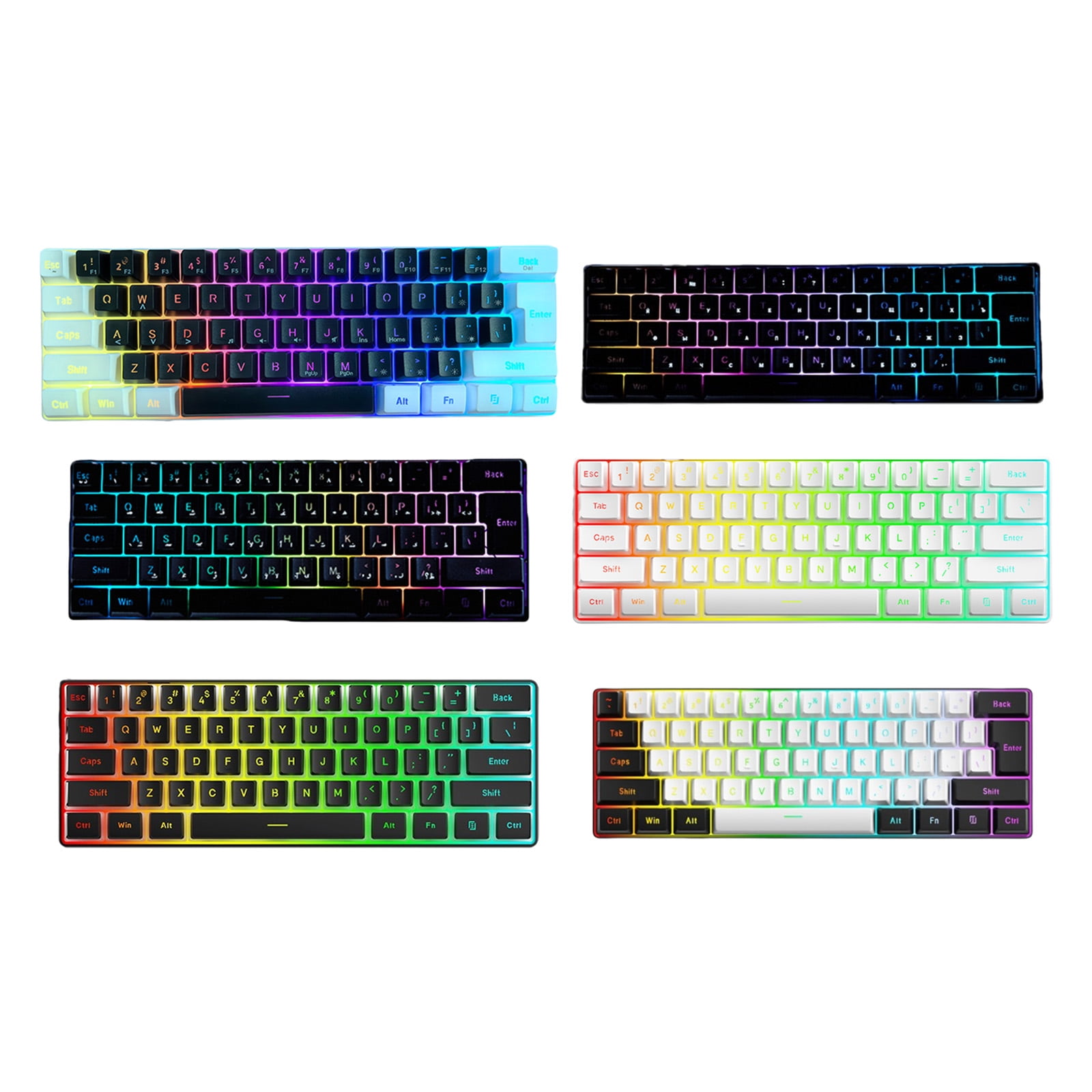 Corded Gaming Keyboard for LED Backlit Keycap Mechanical Keyboards 61 Keys Desktop Computer Keyboard
