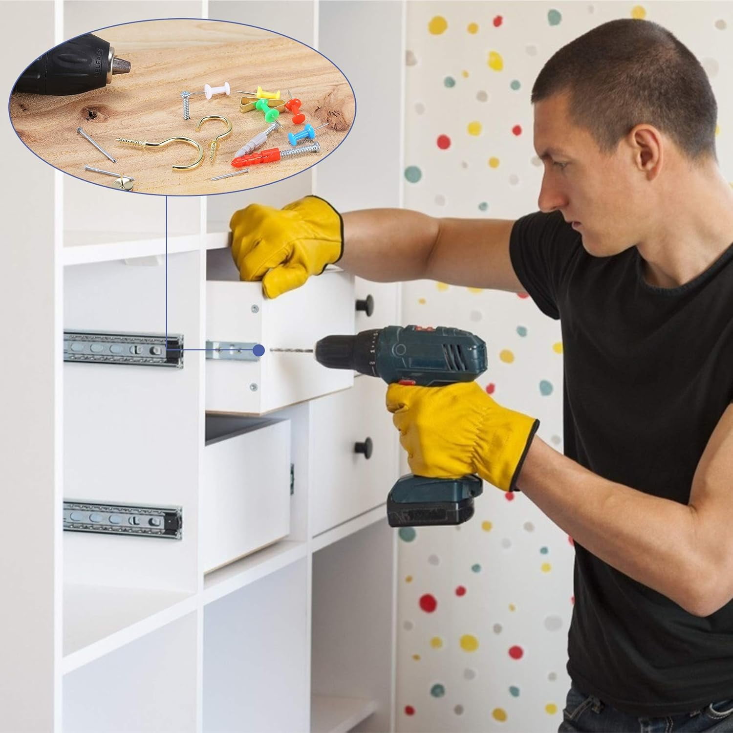 Repair and Wall Hanging Kit: Screws, Nails, Drywall Anchors, Picture Hangers, Cup Hooks, Push Pins, Thumb Tacks, 600pcs