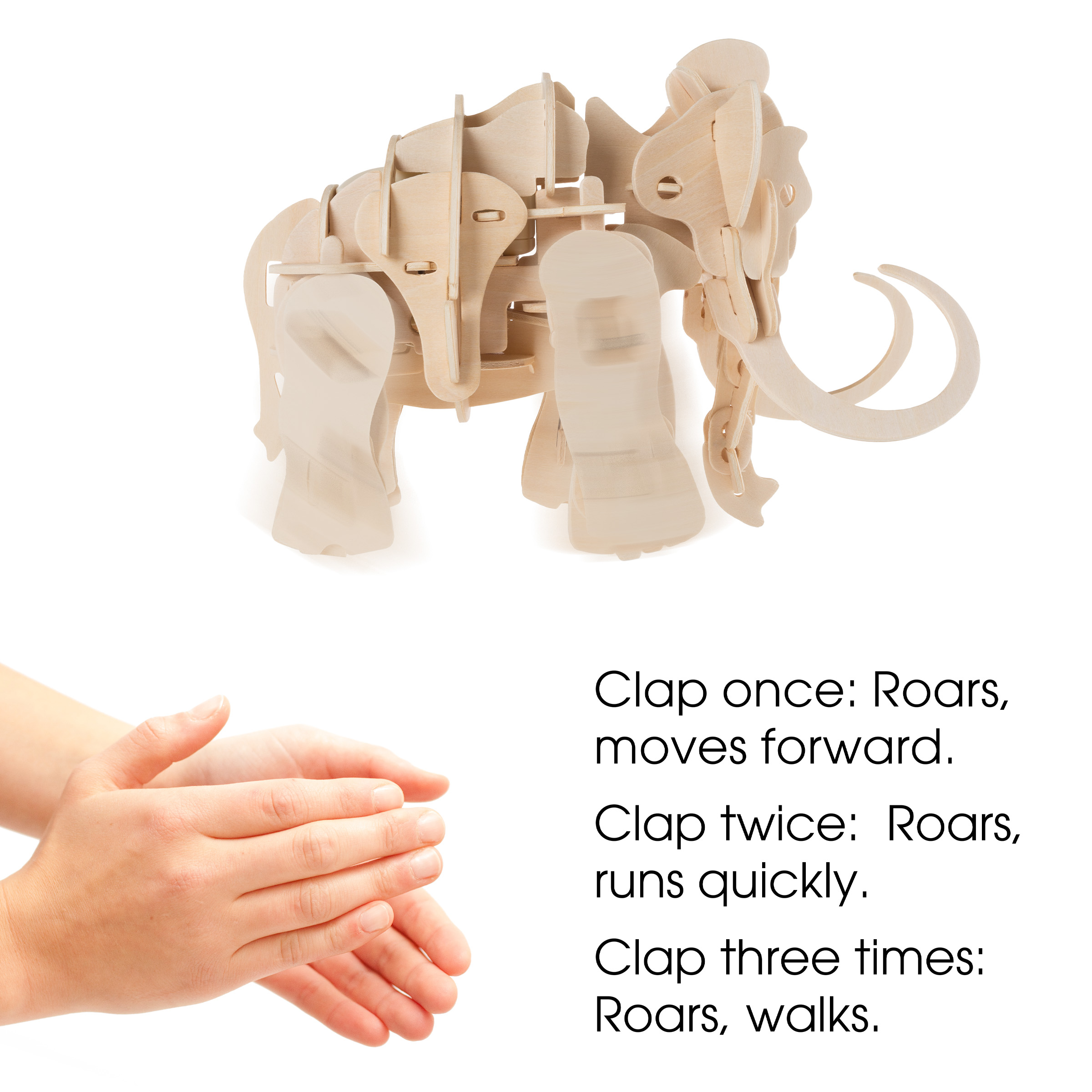 Interactive 3D Wooden Woolly Mammoth Puzzle by Hey! Play!