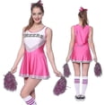 thumbnail image 3 of Moon fork Gold Disfraz de animadora para fiesta Musical para niñas de la escuela para mujer, disfraz de uniforme, equipo deportivo con pompones, 3 of 4