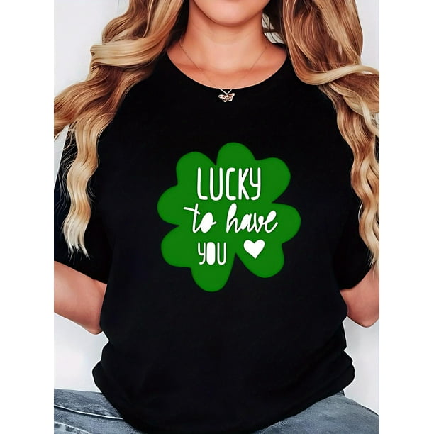 St. Patrick'S Day Themed Casual Women'S T-Shirt with Printed Short Sleeves And a Slightly Stretchy Round Neck.