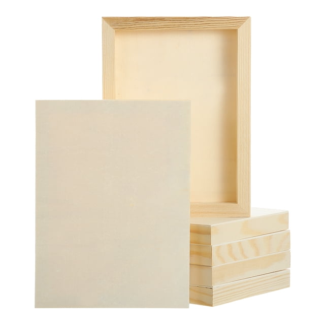 Uxcell 6Pcs Tableros de Lienzo de Madera, Lienzos de Arte de Madera de 6x8 Pulgadas, Panel de Madera Sin Terminar para Pintura, Manualidades, Proyectos de DIY, Arte de Vertido