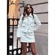 thumbnail image 2 of Conjunto de abrigo elegante con solapa lisa para mujer, minifalda ajustada de línea A, moda de otoño 20224, conjuntos de mujer con una botonadura que combinan con todo, 2 of 5