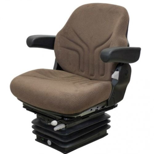Seat Assembly Air Suspension with Armrests Fabric Brown JD DLX Late