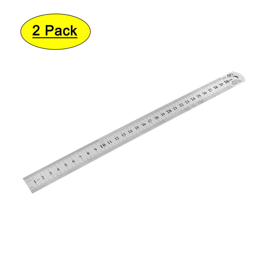 2pcs Dual Side Stainless Steel Straight Edge Ruler Measuring Tool 300mm 12 Inch
