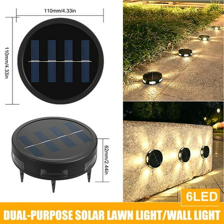 

Dual-Purpose Solar Round Lights 20Pcs 6LED Solar Lawn Lights/Wall Lights Waterproof Outdoor Lights