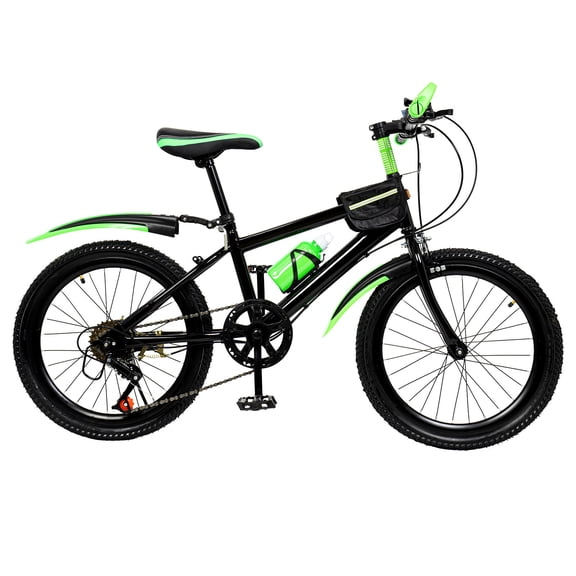 20" 7-Speed Shock Absorbing Mountain Bicycle, Dual Brake Off-Road Cycling Bike with Water Bottle Bag for Outdoor Sports Riding