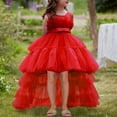 thumbnail image 3 of Efsteb High Low Flower Girl Dresses for Wedding Kids Sleeveless Princess Gown Dress Kids Birthday Party Dress (Red,3-4 Years), 3 of 7