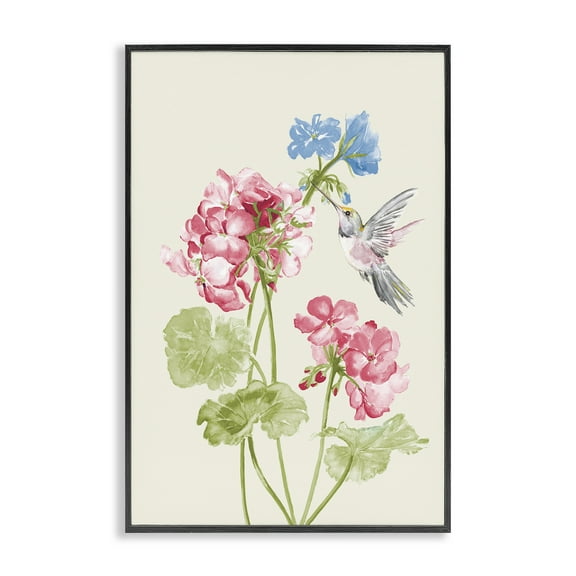 Stupell Industries Geraniums In Bloom Botanical & Floral Painting Black Framed Art Print Wall Art, 12 x 18
