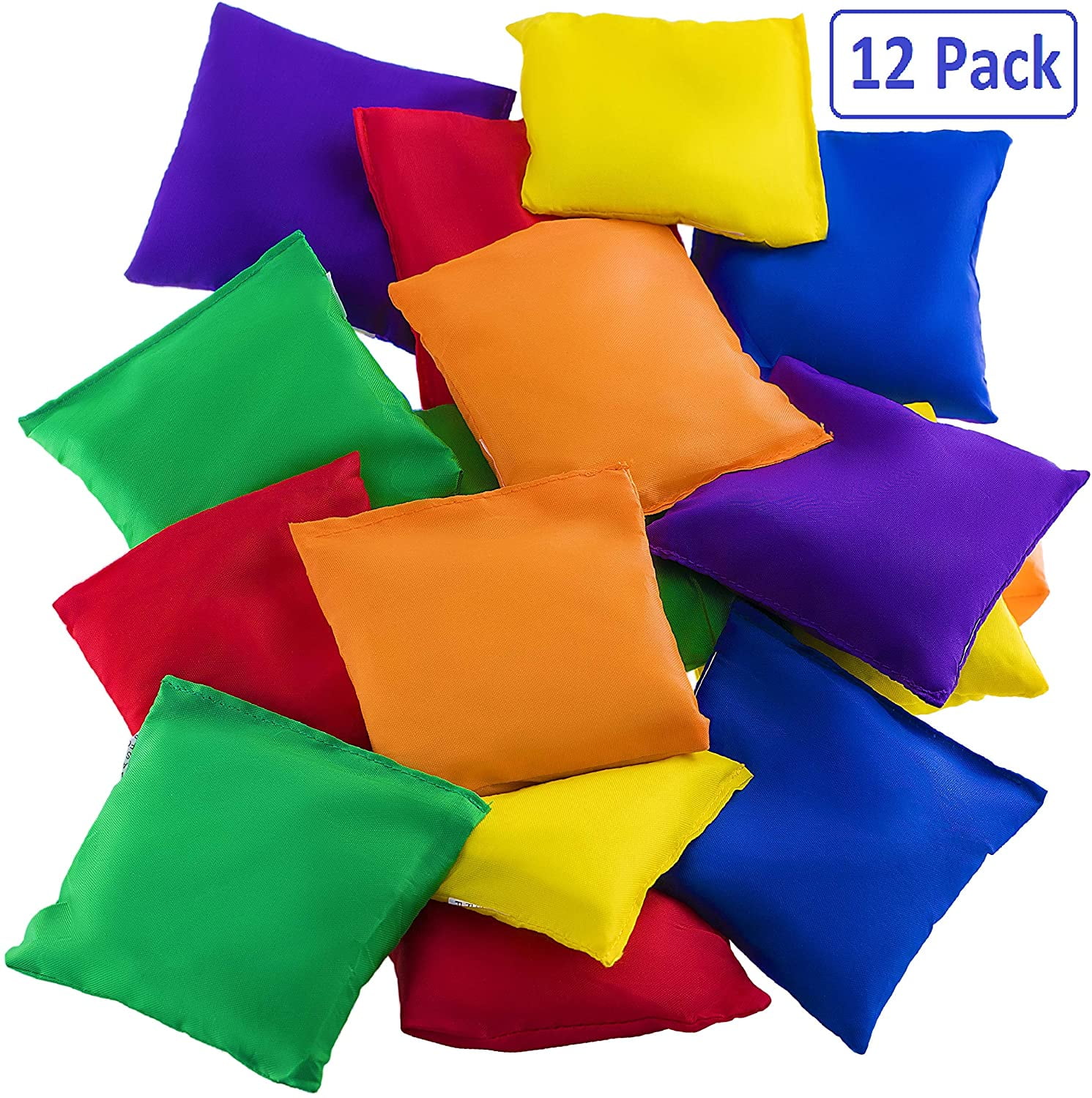 12pk Multicolored Nylon Bean Bags Carnival Cornhole INDOOR Toss Game  5" 