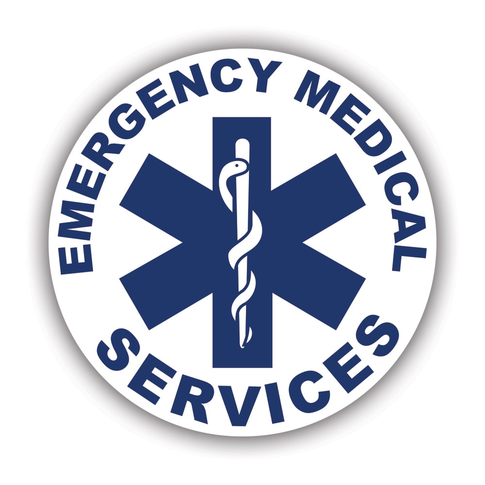 Round Emergency Medical Services Logo Sticker Decal - Self Adhesive Vinyl -  Weatherproof - Made in USA - ems emt rn first responder 