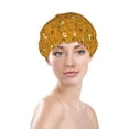 thumbnail image 2 of KLL Honey Bee Gnomes Pattern Shower Cap & Bath Cap for Women,Reversible Oversized Waterproof Shower Caps for all Hair Lengths,Elastic Reusable Bathing Hair Cap, 2 of 7