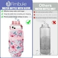 thumbnail image 3 of 32 oz Water Bottle with Sleeve - BPA Free Leakproof Sport Large 1L Plastic Motivational Water Bottle with Straw Strap Insulated Neoprene Holder Carrier Bag for Women Men(A4.Floral Bloom), 3 of 7