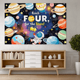 thumbnail image 7 of Outer Space Themed Colorful Banner with Astronaut Planets and Stars Reach Four for the Stars Party Decoration Backdrop Photography Props Kids Birthday Party Decor Background, 7 of 7