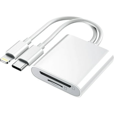 FGLHS SD Card Reader for iPhone iPad, Dual Lightning & USB-C Connector Memory SD Card Adapter, Support SD/MicroSD Cards, High-Speed Trail Camera Viewer, Plug and Play
