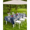 thumbnail image 4 of nqOlkjepod Retro Navy Blue White Outdoor Tablecloth with Umbrella Hole & Zipper, Marble Abstract Art Rectangle Table Cover 52x70 Inch, Dining Waterproof Table Cloth Protector for Patio/Party/Picnic, 4 of 7