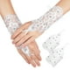 thumbnail image 1 of 1 par de guantes de encaje para mujer, con bordado de malla, flores y diamantes de imitación, sin dedos, para novia, graduación, accesorios de vestuario de boda., 1 of 5
