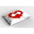 thumbnail image 2 of Ambesonne Fitness Pillow Sham 2 Pack, Red Heart Dumbbell Art, 30"x20", Red and White, 2 of 3
