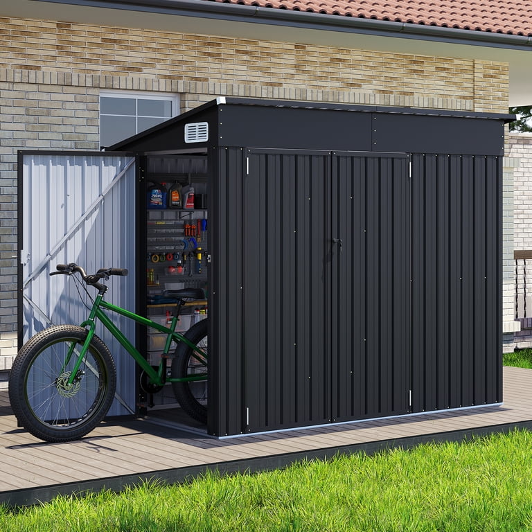Clouddwell 8ft x 4ft Heavy-Duty Metal Storage Shed with 3 Doors